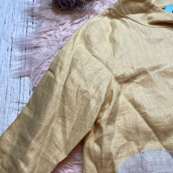 GUM TREE FARM Linen Yellow Top sz M - Picture 3 of 8